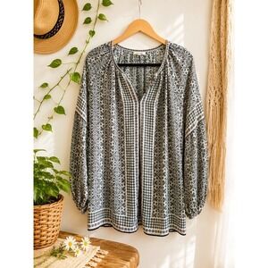 Max Studio Printed Long Sleeve Blouse 1X